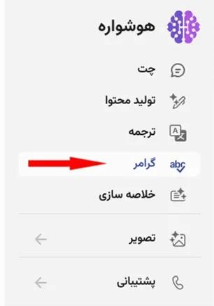 محل قرارگیری بخش گرامر در هوشواره